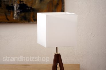 Dreibein Holz Stehlampe Tripodlampe 50er 60er Designleuchte Lampenschirm in Weiß Detail1