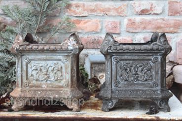 2 Antique Jardiniere plant pot cast iron metal from France