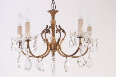 Chandelier Lamp Hanging Lamp Brass 50s Mid Century Glasbegang France