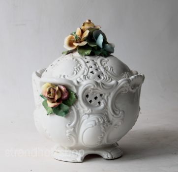 Preview: Vintage Soup Tureen Bowl with Flower Bouquet Ceramic