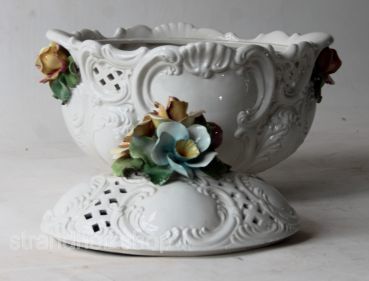 Preview: Vintage Soup Tureen Bowl with Flower Bouquet Ceramic